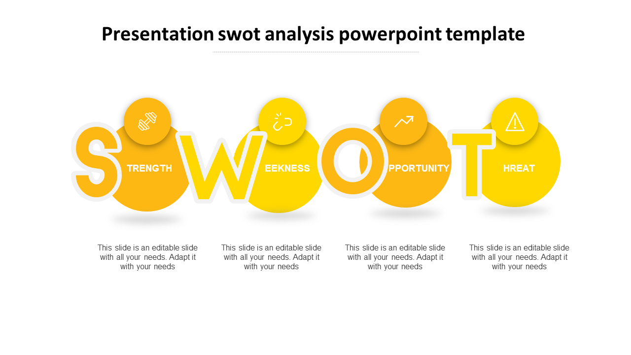 Free - Presentation SWOT Analysis PowerPoint Template-Four Node